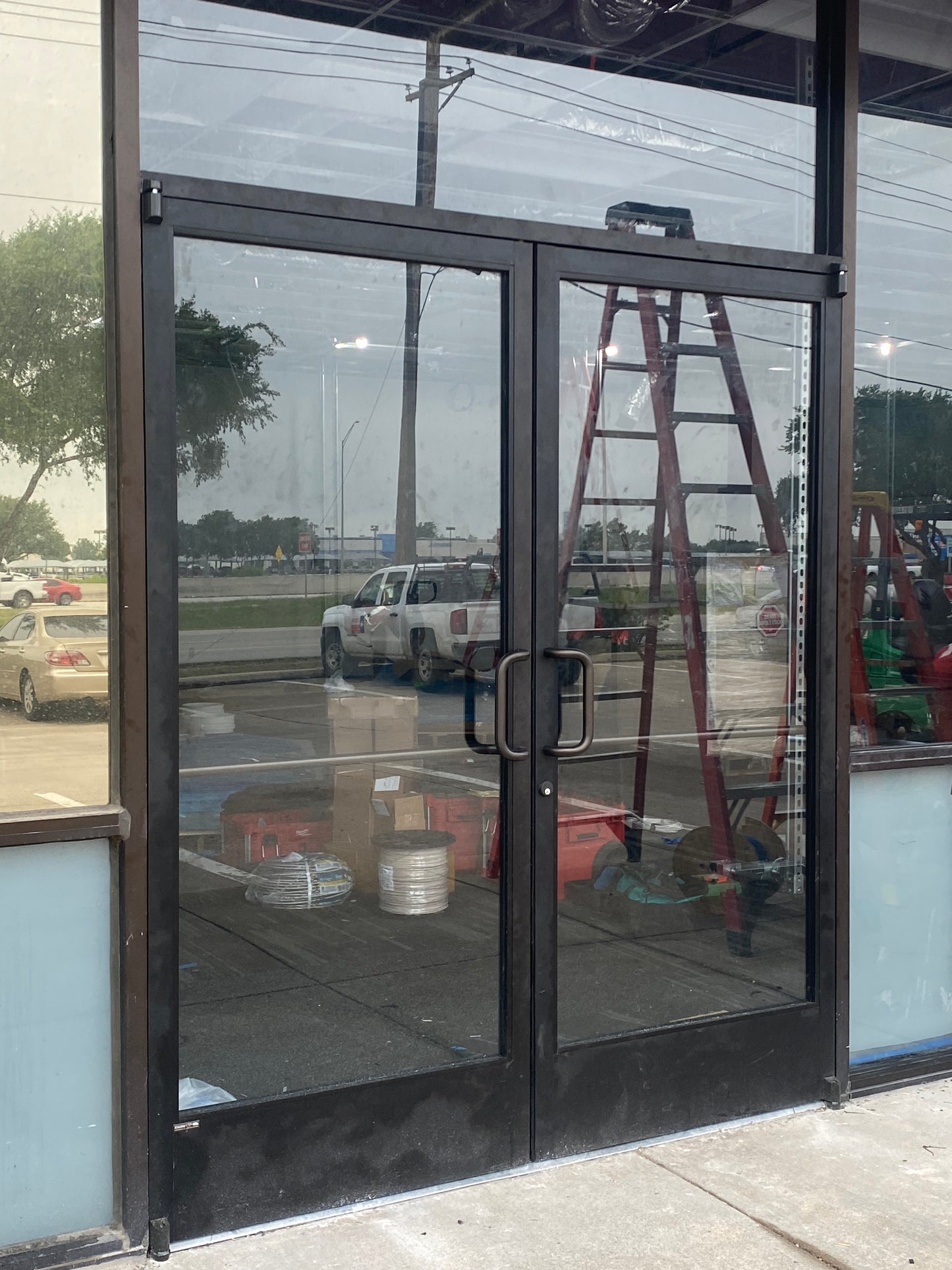 COMMERCIAL ALUMINUM 6 X 8 DOUBLE DOOR AND FRAME NARROW STYLE