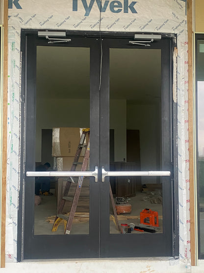 COMMERCIAL ALUMINUM 6 X 9 DOUBLE DOOR AND FRAME WIDE STYLE 1" GLASS